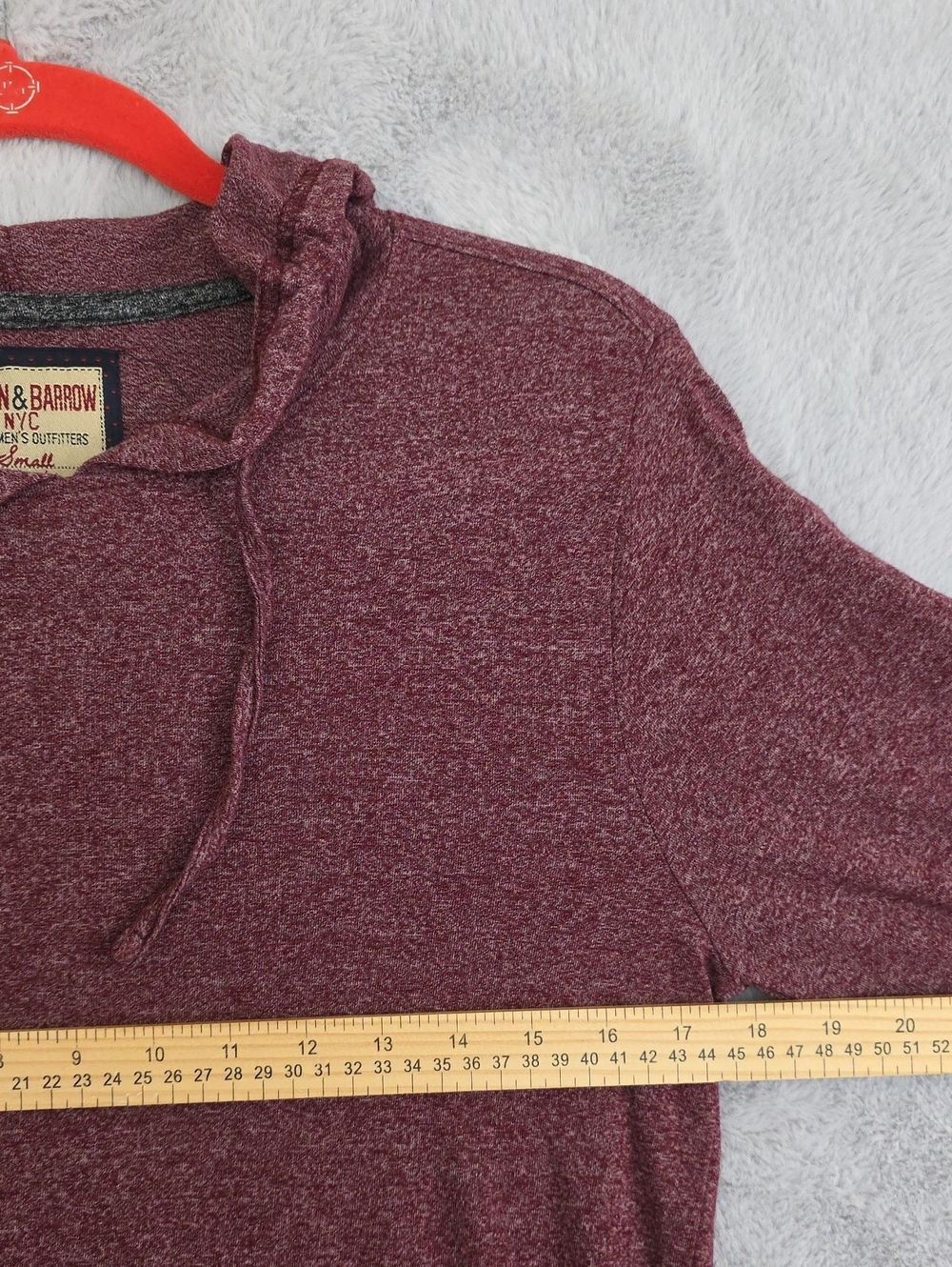 Hudson & Barrow Men's Maroon Hooded Long-Sleeve Pullover - Picture 4 of 8